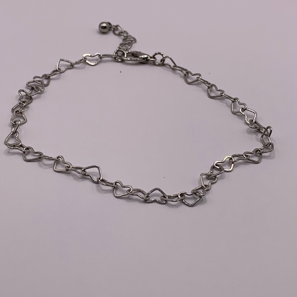 Silver Heart Chain Ankle Bracelet